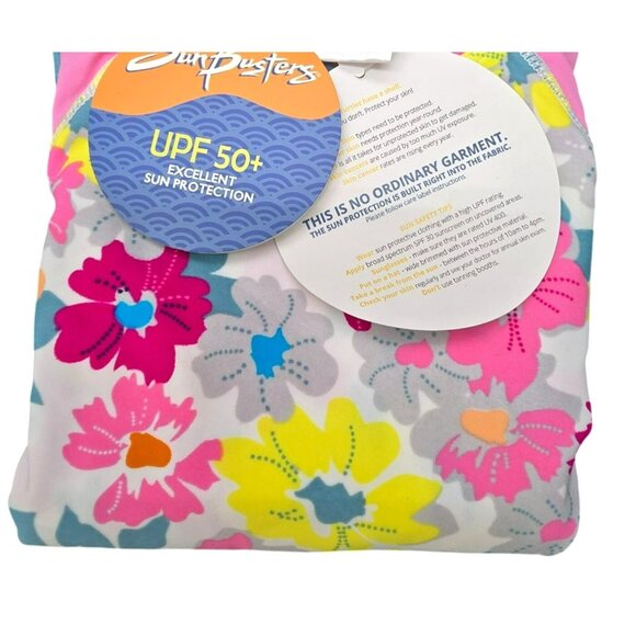 SunBusters Rash Guard Set 4-5Yrs UPF 50 Pink Floral Long Sleeve Short JJ4126 - Picture 4 of 7